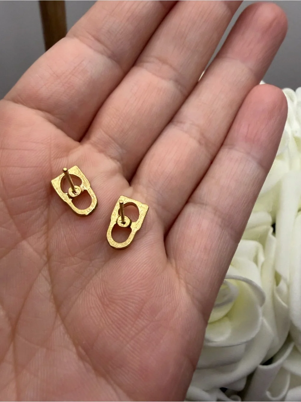 Gold Tone Heart Padlock Stud Earrings